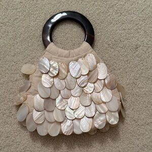 Chic Cream Shell-Accented Mini Bag
